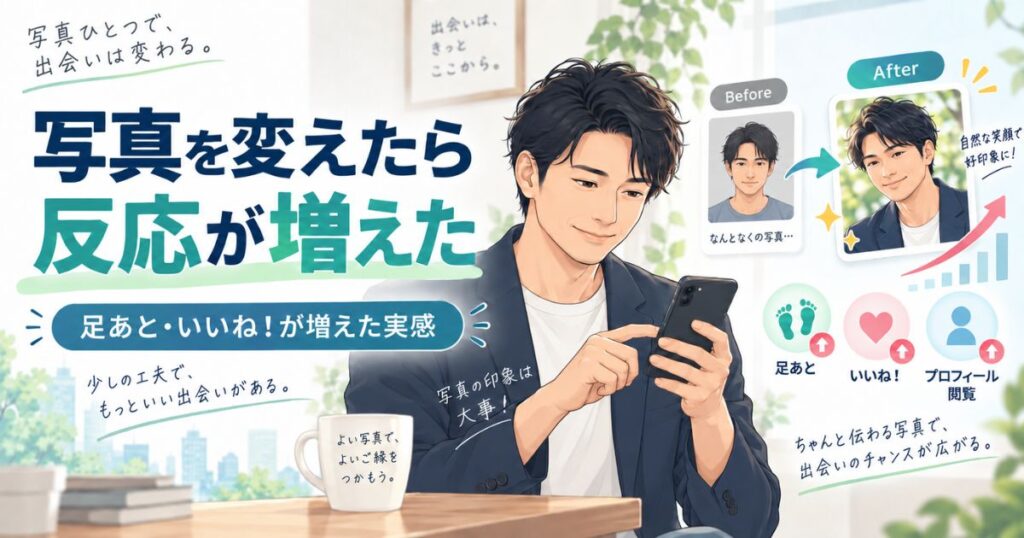 ロフィール写真を変更して足あとやいいねが増えたイメージ
