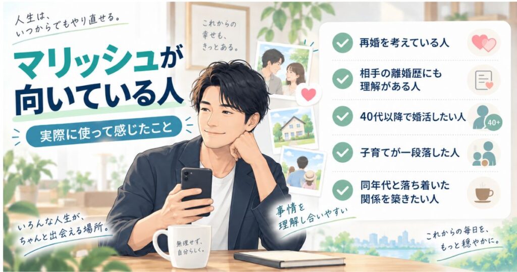 マリッシュが向いている人の特徴をまとめたイメージ